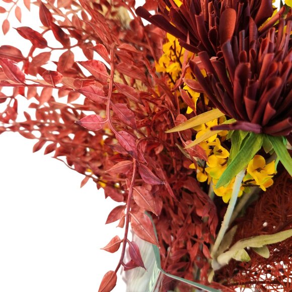 Hand Tied Artificial Flower Bouquet With Dark Reds and Yellow Wildflower mixture - Picture 3 of 13
